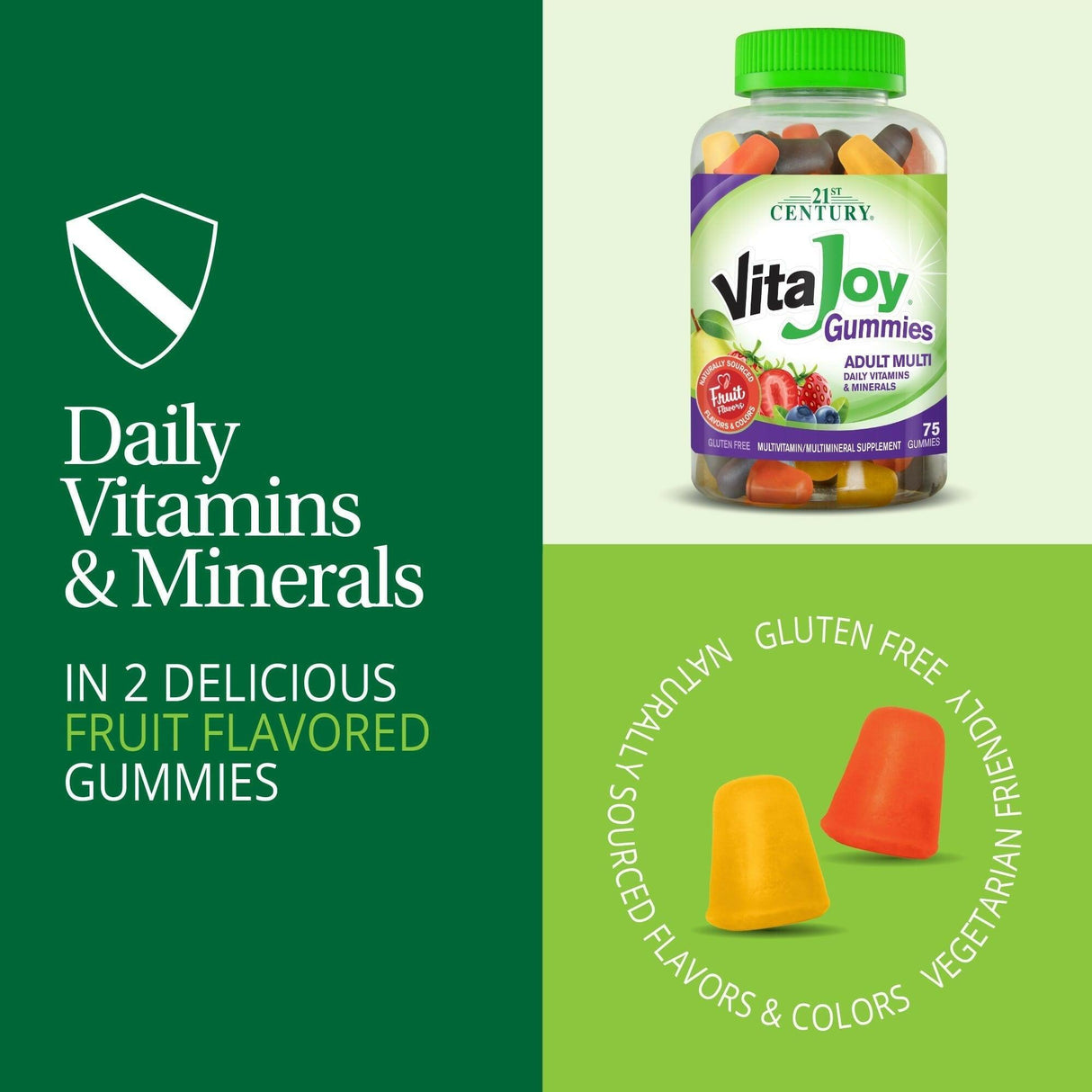 21st Century, VitaJoy Gummies, Adult Multivitamin, Fruit Flavor, 120 Gummies - Supply Center USA