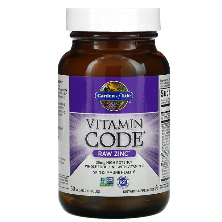 Garden of Life, Vitamin Code, RAW Zinc, 60 Vegan Capsules - HealthCentralUSA