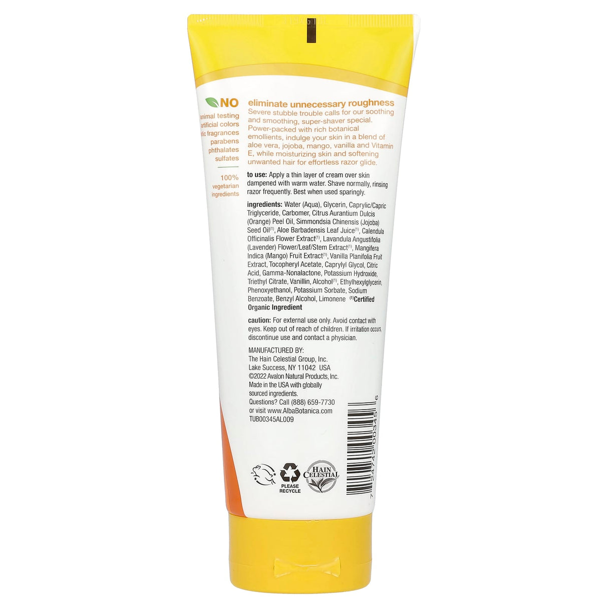 Alba Botanica, Very Emollient Cream Shave, Mango Vanilla, 8 oz (227 g)
