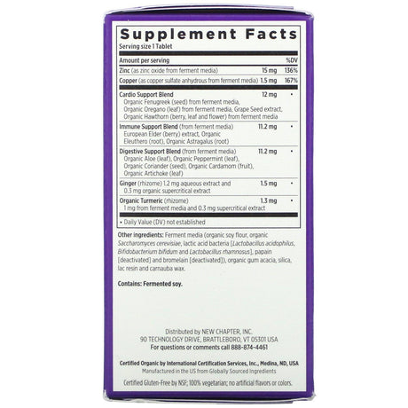 New Chapter, Fermented Zinc Complex, 60 Vegetarian Tablets - Supply Center USA