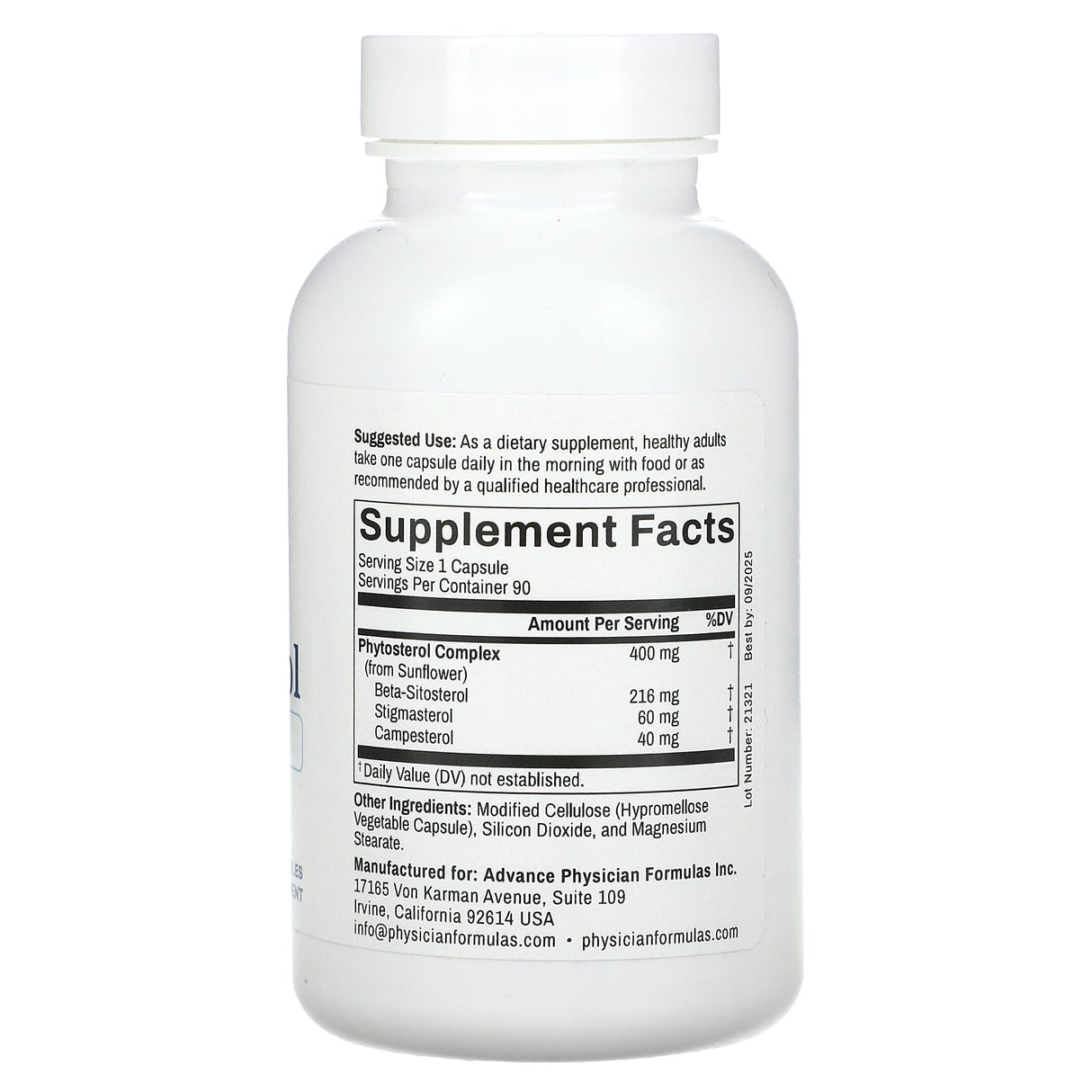 Advance Physician Formulas, Beta-Sitosterol, 400 mg, 90 Vegetable Capsules