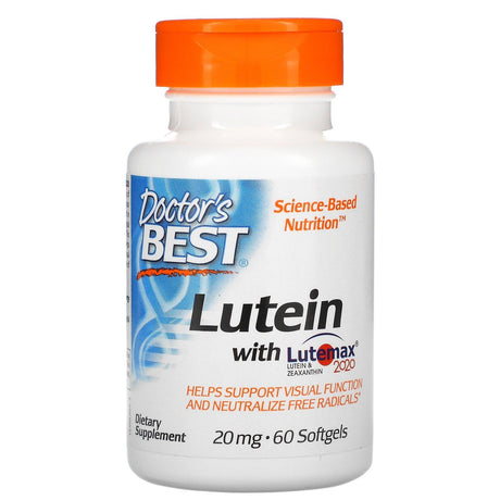 Doctor's Best, Lutein with Lutemax 2020, 20 mg, 60 Softgels - Supply Center USA