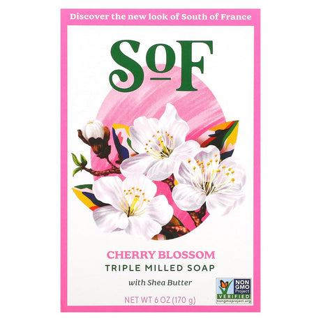 SoF, Triple Milled Bar Soap with Shea Butter, Cherry Blossom, 6 oz (170 g) - Supply Center USA