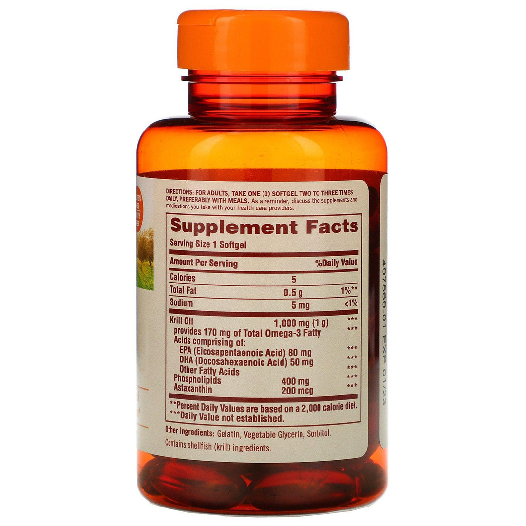 Sundown Naturals, Red Krill Oil, 1000 mg, 60 Softgels - HealthCentralUSA