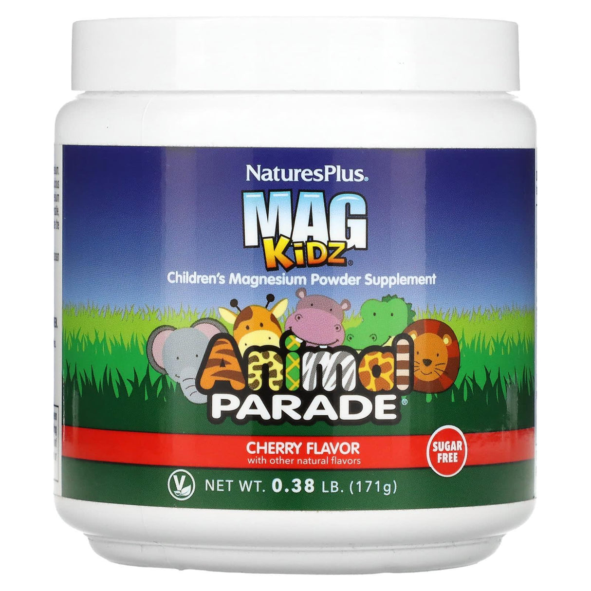 NaturesPlus, Mag Kidz, Animal Parade, Children's Magnesium Powder Supplement, Cherry, 0.38 lb (171 g) - Supply Center USA