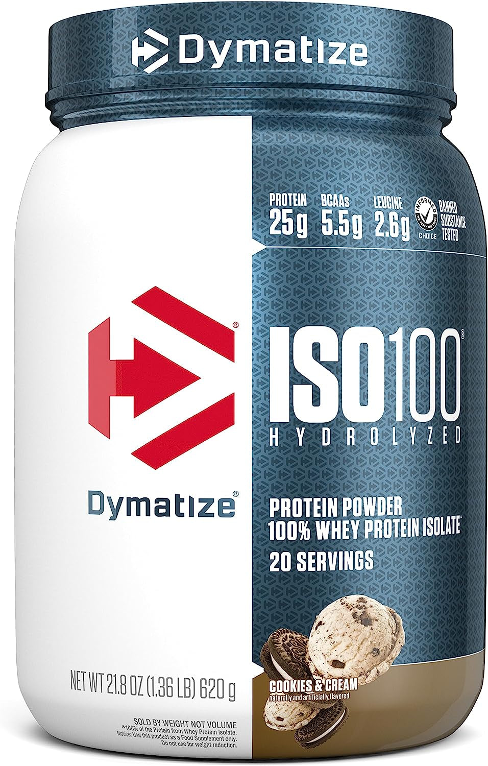 Dymatize ISO100 Hydrolyzed Protein Powder, 100% Whey Isolate, 25G of Protein, 5.5G Bcaas, Gluten Free, Fast Absorbing, Easy Digesting, Gourmet Vanilla, 20 Servings