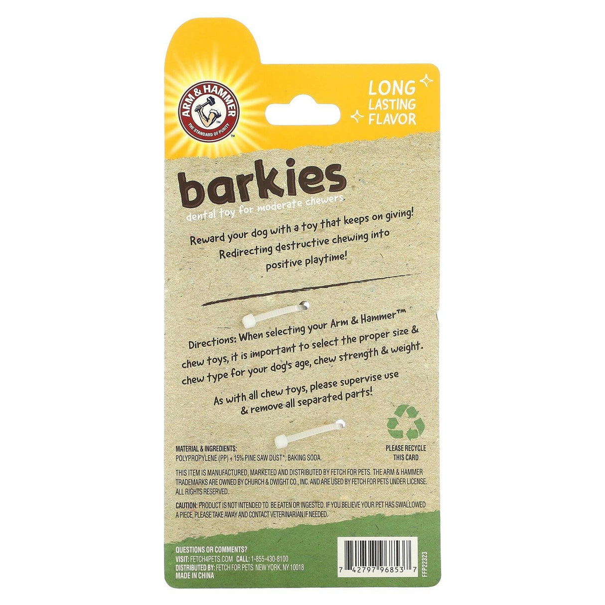 Arm & Hammer, Barkies for Moderate Chewers, Dental Toy for Dogs, Classic Bone, Peanut Butter, 1 Toy - Supply Center USA