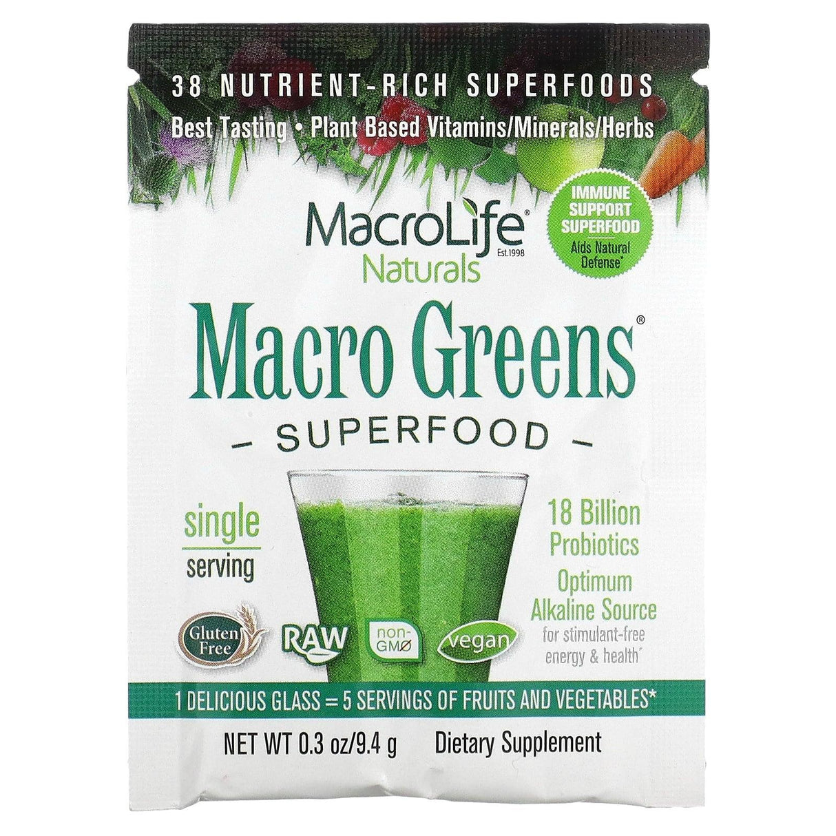 Macrolife Naturals, Macro Greens, Superfood, 0.3 oz (9.4 g) - Supply Center USA