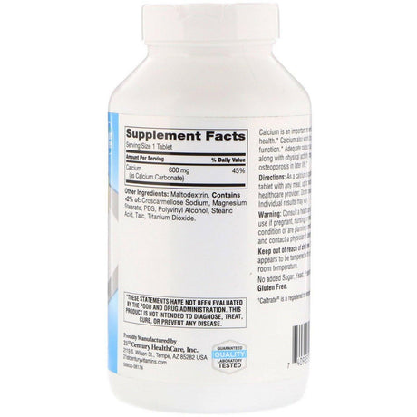 21st Century, Calcium Supplement 600, 400 Tablets - Supply Center USA