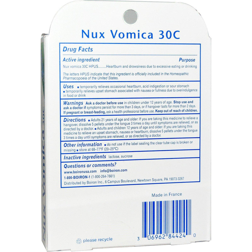 Boiron, Single Remedies, Nux Vomica, 30C, 3 Tubes, Approx 80 Pellets Each - HealthCentralUSA