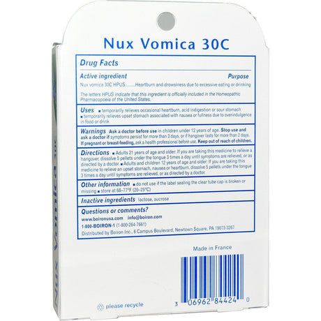 Boiron, Single Remedies, Nux Vomica, 30C, 3 Tubes, Approx 80 Pellets Each - Supply Center USA