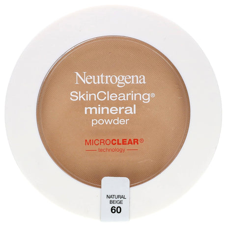 Neutrogena, SkinClearing Mineral Powder, Natural Beige 60, 0.38 oz (11 g) - Supply Center USA