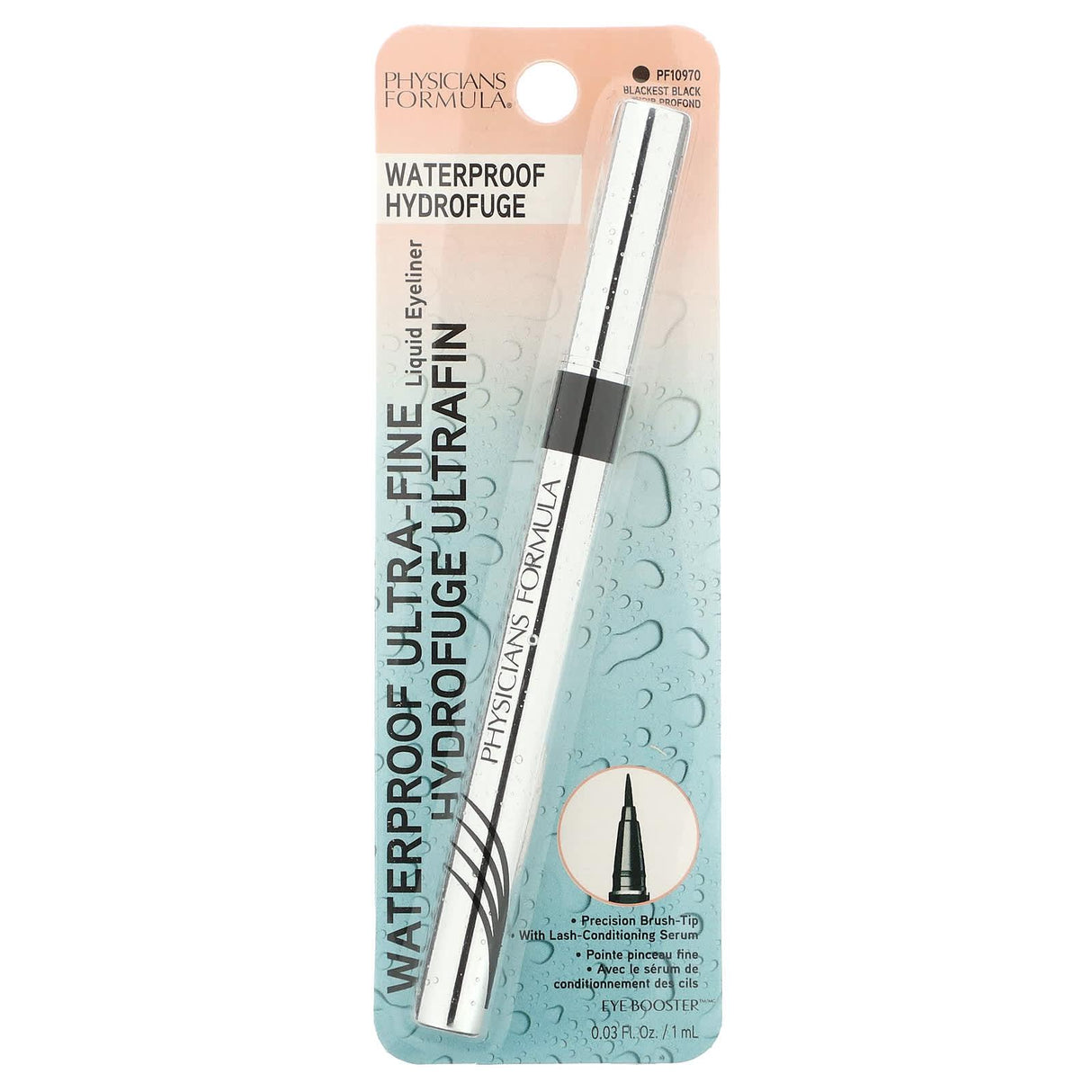 Physicians Formula, Eye Booster, Waterproof Ultra-Fine Liquid Eyeliner, Blackest Black, 0.03 fl oz (1ml) - Supply Center USA