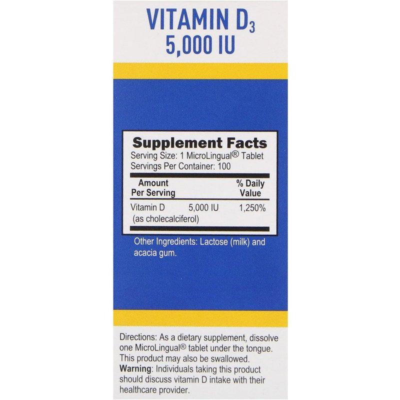 Superior Source, Extra Strength Vitamin D3, 125 mcg (5,000 IU), 100 MicroLingual Instant Dissolve Tablets - HealthCentralUSA