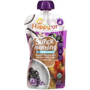 Happy Family Organics, Happy Tot, Super Morning, Stage 4, Organic Apples, Acai, Coconut Milk & Oats + Super Chia, 4 oz (113 g) - Supply Center USA