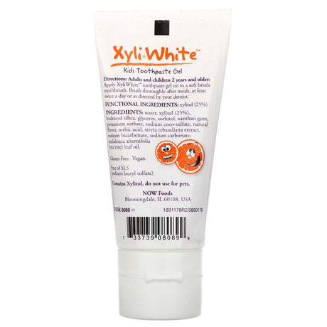 Now Foods, Solutions, XyliWhite, Kids Toothpaste Gel, Orange Splash, 3 oz (85 g) - Supply Center USA