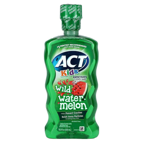 Act, Kids, Anticavity Fluoride Rinse, Alcohol Free, Bubble Gum Blowout, 16.9 fl oz (500 ml) - Supply Center USA