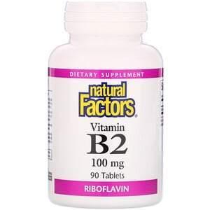 Natural Factors, Vitamin B2, Riboflavin, 100 mg, 90 Tablets - Supply Center USA