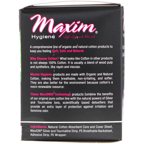 Maxim Hygiene Products, Ultra Thin Winged Pads, Natural Silver MaxION Technology, Super, 10 Pads - Supply Center USA