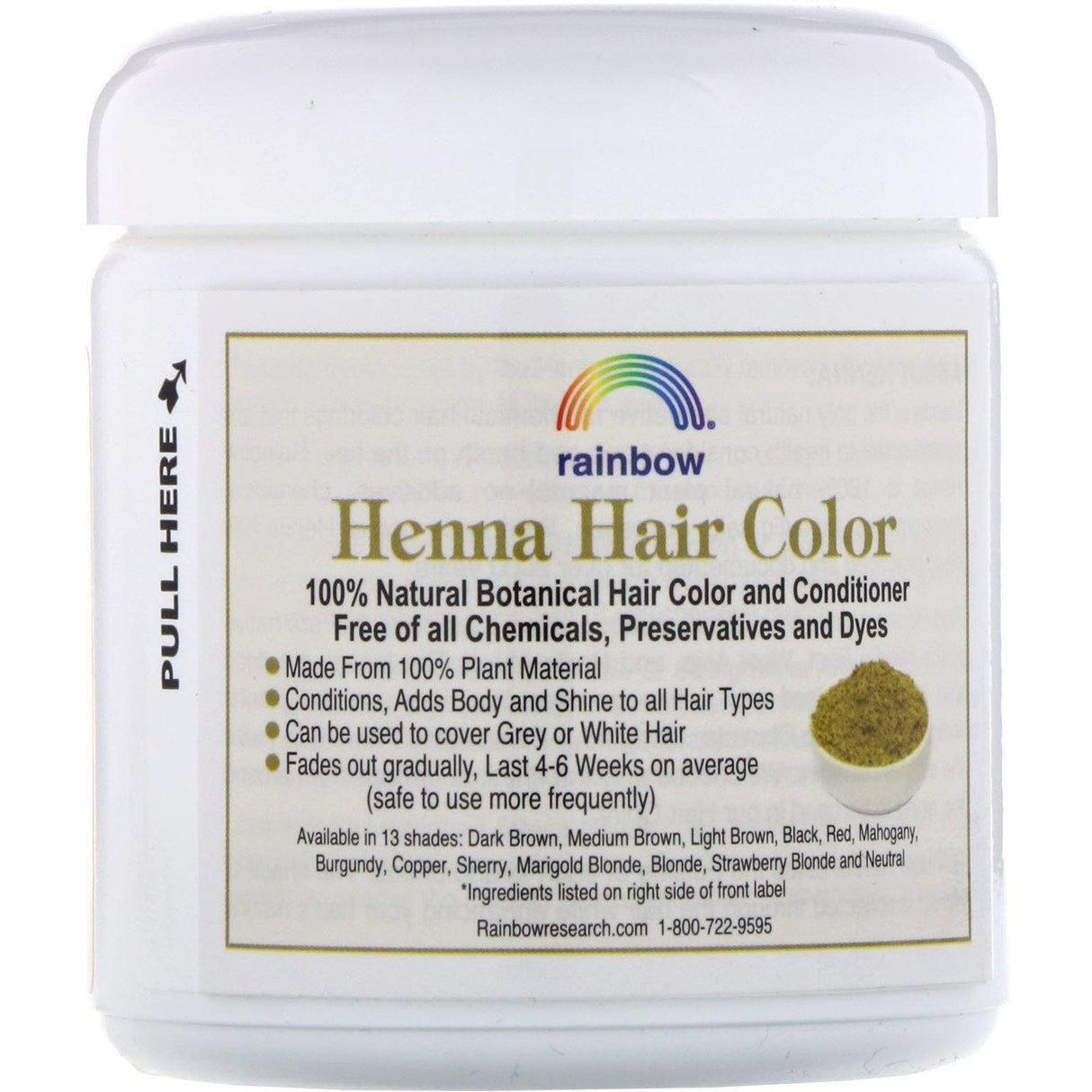 Rainbow Research, Henna, Hair Color and Conditioner, Burgundy (Dark Auburn), 4 oz (113 g) - Supply Center USA