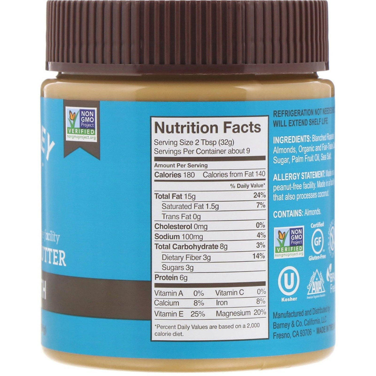 Barney Butter, Almond Butter, Smooth, 10 oz (284 g) - Supply Center USA