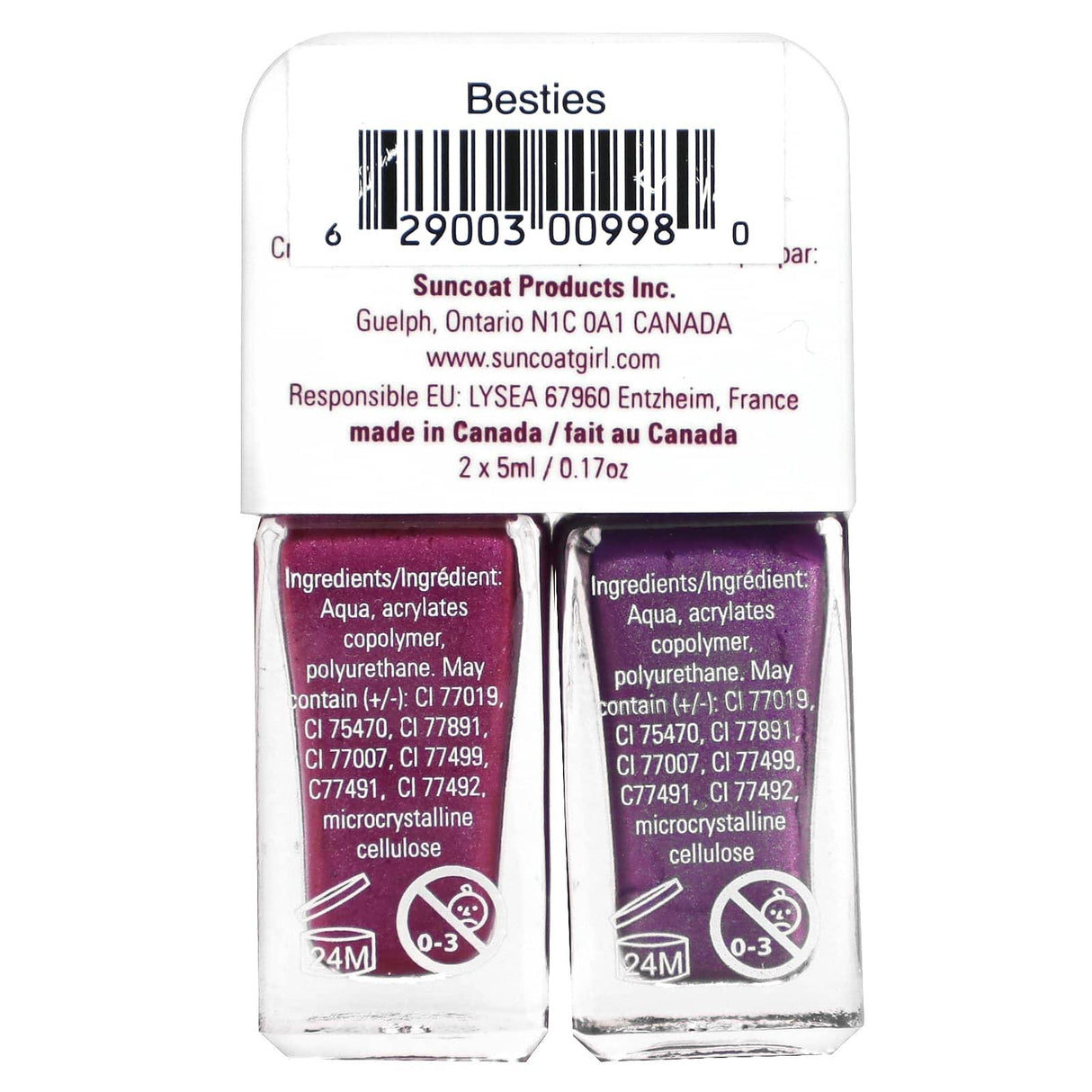 SuncoatGirl, Besties Nail Polish Duo Set, Violet and Deep Purple, 2 Piece Set - Supply Center USA