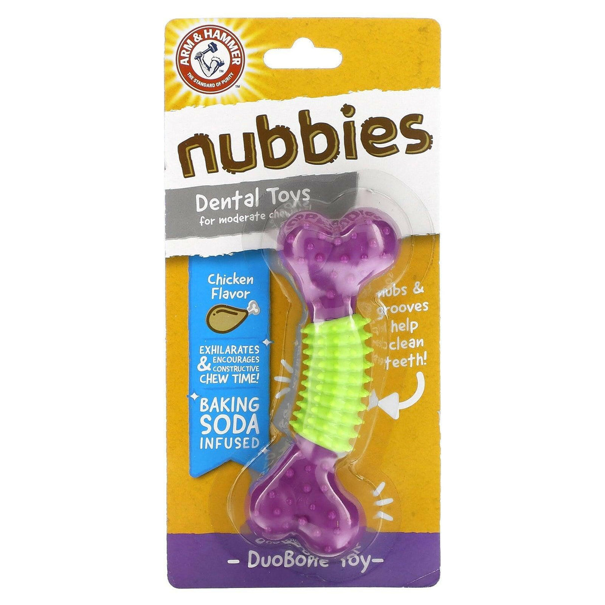 Arm & Hammer, Nubbies, Dental Toys for Moderate Chewers, DuoBone, Chicken, 1 Toy - Supply Center USA