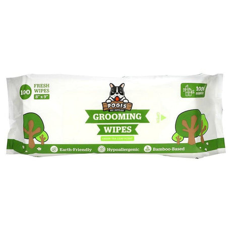 Pogi's Pet Supplies, Grooming Wipes, Green Tea Leaf, 100 Fresh Wipes - Supply Center USA