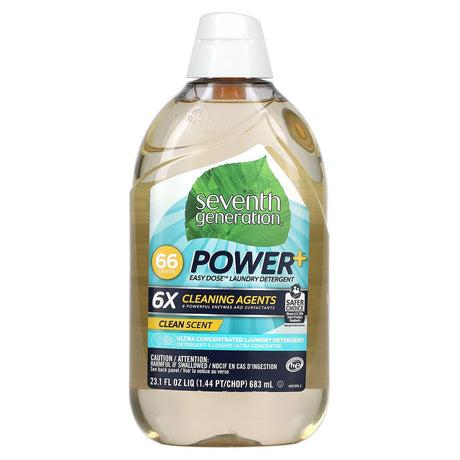 Seventh Generation, Power+ Easy Dose Laundry Detergent, Clean, 66 Loads, 23.1 fl oz (683 ml) - Supply Center USA