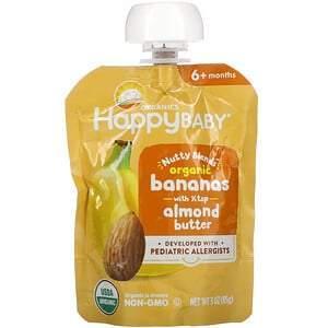 Happy Family Organics, Happy Baby, Nutty Blends, 6+ Months, Organic Bananas with 1/2 tsp Almond Butter, 3 oz (85 g) - Supply Center USA