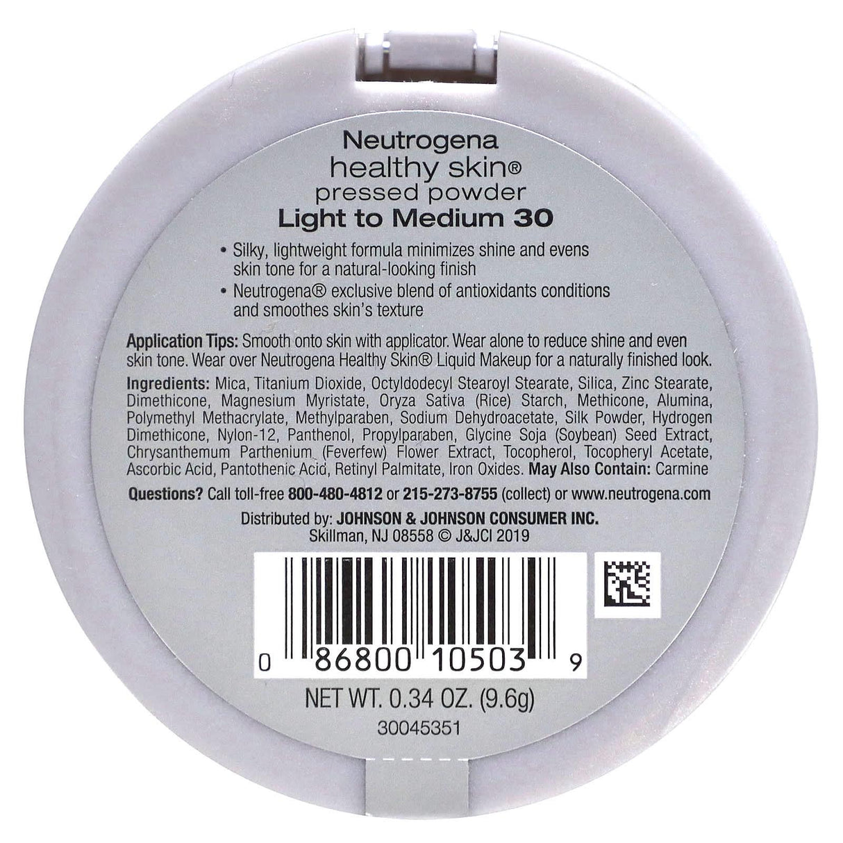 Neutrogena, Healthy Skin Pressed Powder, Light To Medium 30, 0.34 oz (9.6 g) - Supply Center USA