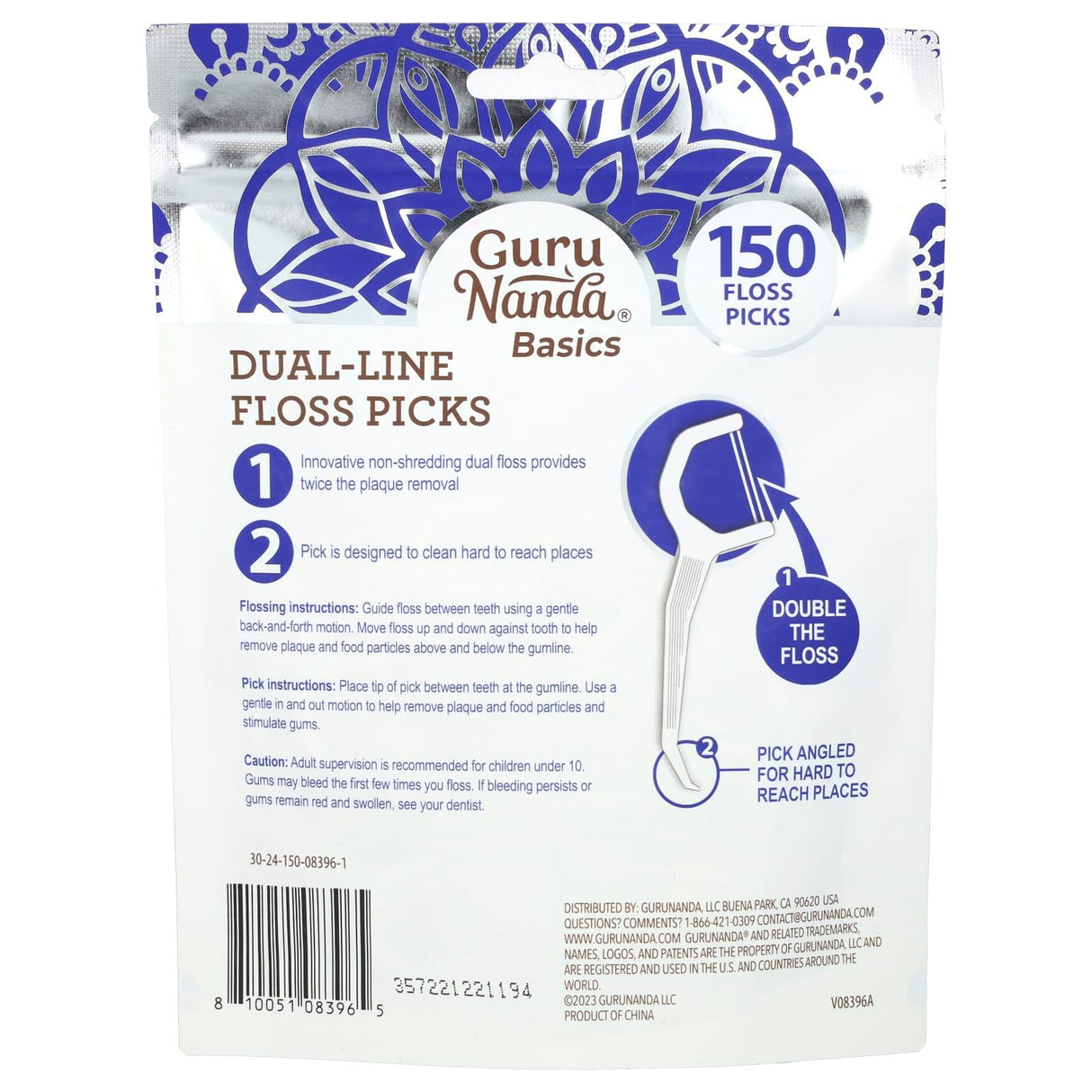 GuruNanda, Basics, Dual-Line Floss Picks, 150 Floss Picks - Supply Center USA