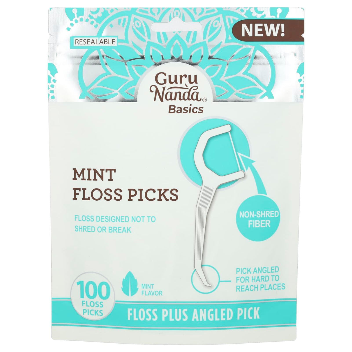 GuruNanda, Basics, Mint Floss Picks, 100 Floss Picks - Supply Center USA