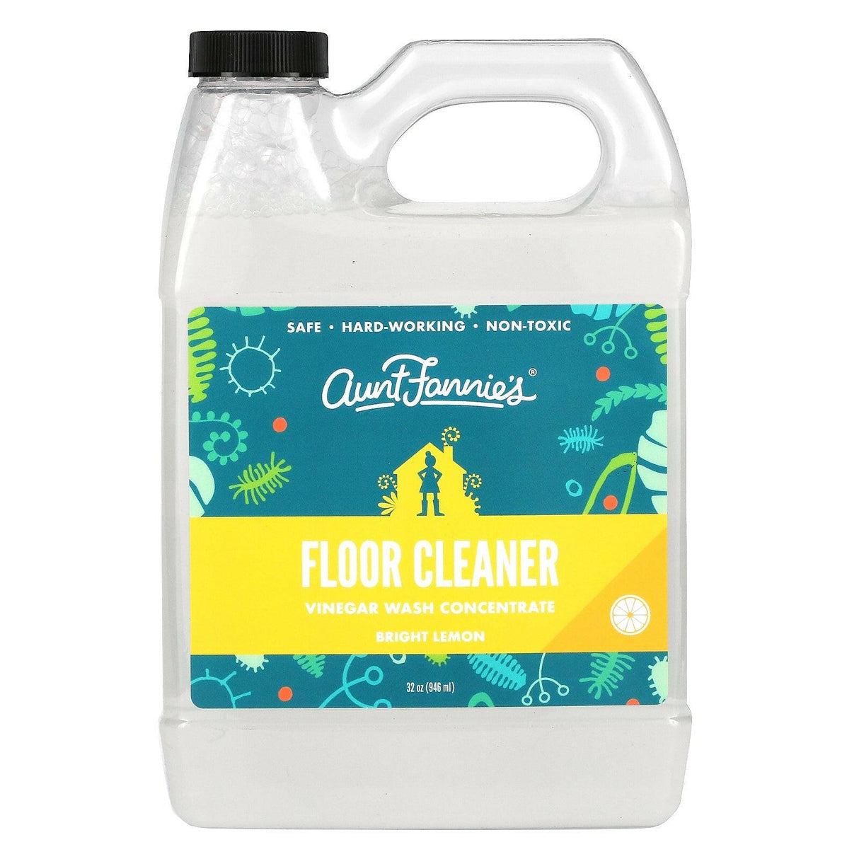 Aunt Fannie's, Floor Cleaner, Vinegar Wash Concentrate, Bright Lemon, 32 oz (946 ml) - Supply Center USA