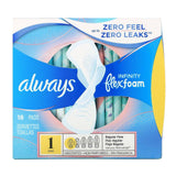 Always, Infinity Flex Foam with Wings, Size 1, Regular Flow, Unscented, 18 Pads - Supply Center USA