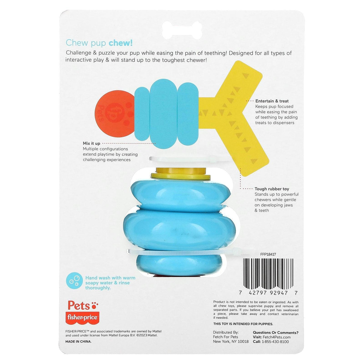 Fisher-Price, Pets, Stack n' Relax, Treat Dispensing Toy, For Dogs, 1 Chew Toy - Supply Center USA