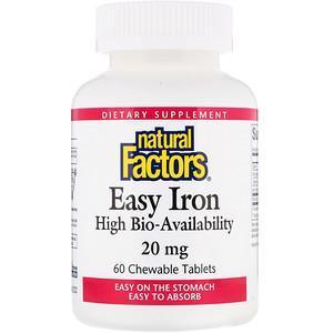 Natural Factors, Easy Iron, 20 mg, 60 Chewable Tablets - Supply Center USA