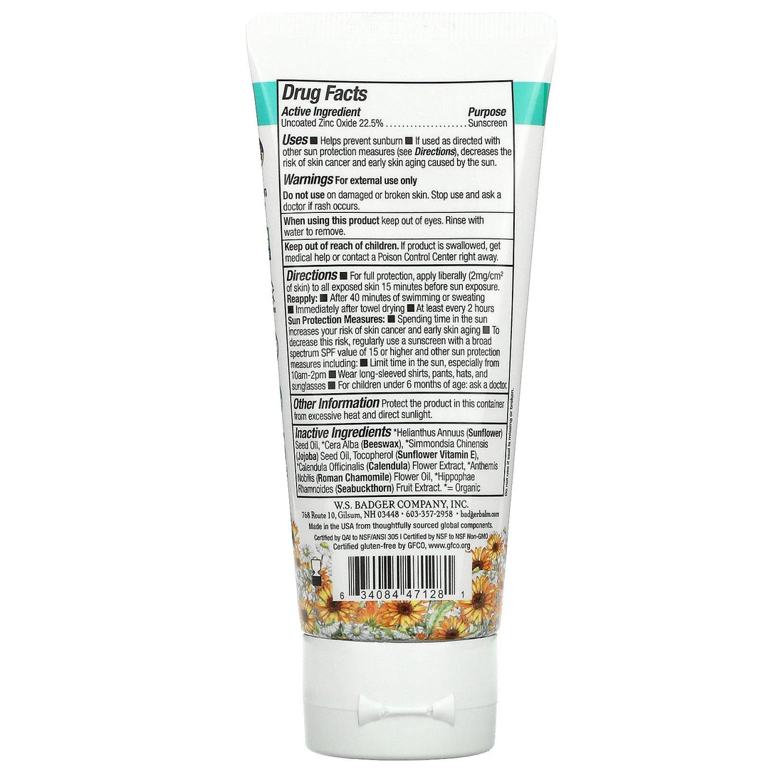 Badger Company, Baby Sunscreen Cream, SPF 40, Chamomile & Calendula, 2.9 fl oz (87 ml) - HealthCentralUSA