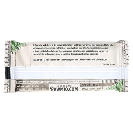 Rawmio, Essential Bar, Organic Raw Chocolate, 70% Cacao, Peppermint, 1.1 oz (30 g) - Supply Center USA