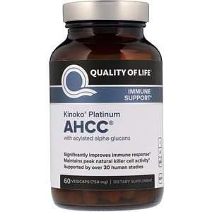 Quality of Life Labs, Kinoko Platinum AHCC, 750 mg, 60 Vegicaps - Supply Center USA