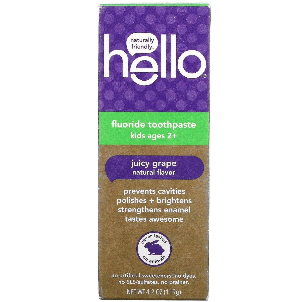 Hello, Kids, Fluoride Toothpaste, Juicy Grape, 4.2 oz (119 g) - Supply Center USA