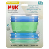 NUK, Stacking Bowls, 4+ Months, Blue & Green, 3 Bowls + 3 Lids - Supply Center USA