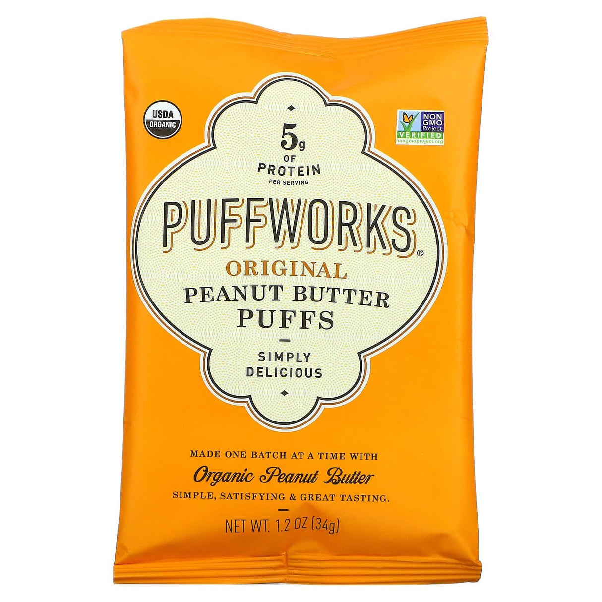 Puffworks, Peanut Butter Puffs, Original, 6 Pack, 1.2 oz (34 g) Each - Supply Center USA