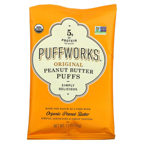 Puffworks, Peanut Butter Puffs, Original, 6 Pack, 1.2 oz (34 g) Each - Supply Center USA