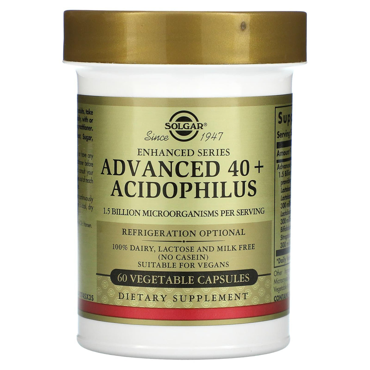 Solgar, Advanced 40+ Acidophilus, 60 Vegetable Capsules - Supply Center USA