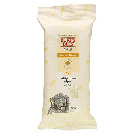 Burt's Bees, Manuka Honey Multipurpose Wipes with Kelp, For Dogs, Milk & Honey, 50 Wipes - Supply Center USA