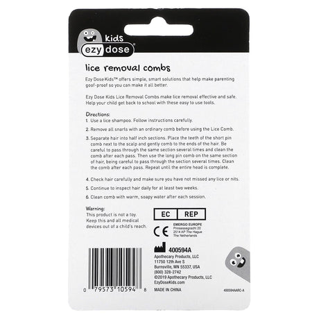 Ezy Dose, Kids, Lice Removal Combs, 2 Count - Supply Center USA