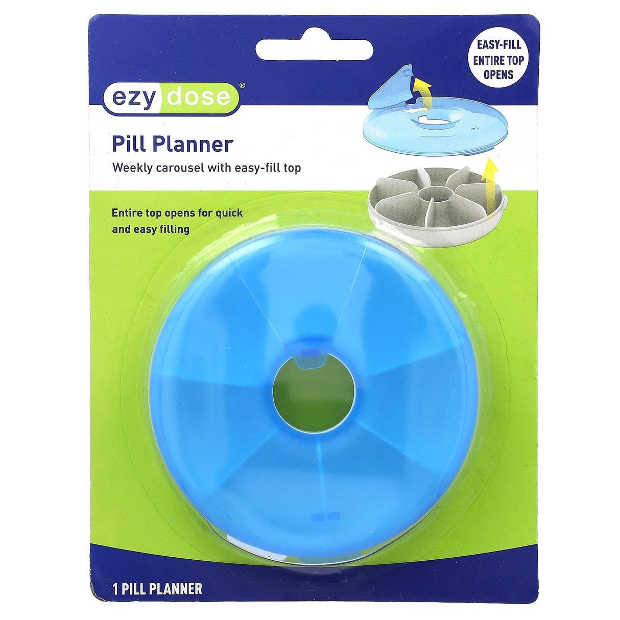 Ezy Dose, Pill Planner, Weekly Carousel With Easy-Fill Top, 1 Count - Supply Center USA