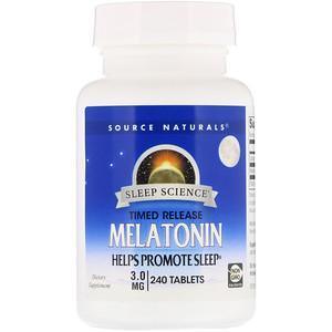 Source Naturals, Melatonin, Timed Release, 3 mg, 240 Tablets - Supply Center USA