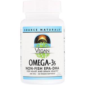 Source Naturals, Vegan Omega-3s Non-Fish EPA-DHA, 300 mg, 30 Vegan Softgels - Supply Center USA